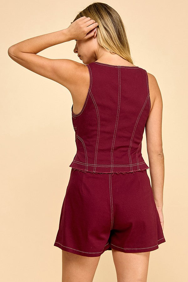 Garnet Vest & Skirt 2 Piece Set