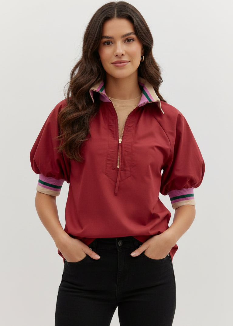 Garnet Zip-front Top