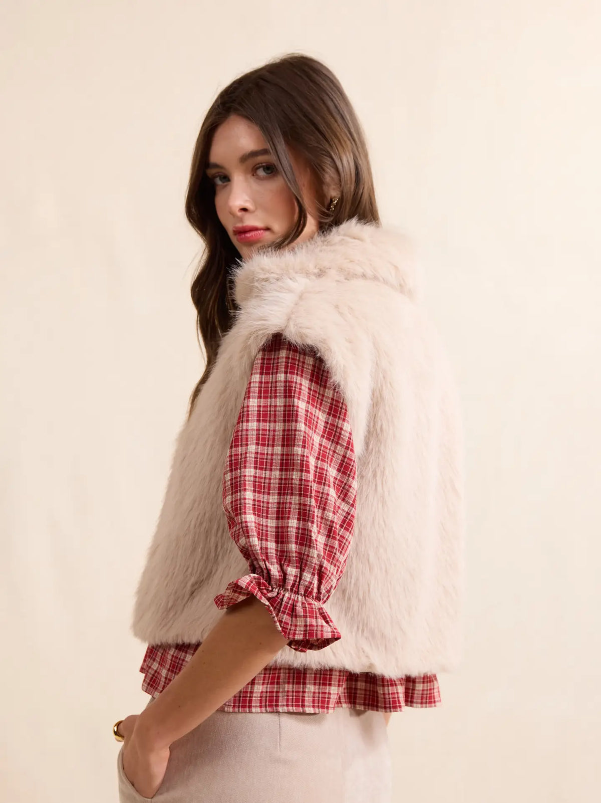 Georgette Faux Fur Vest