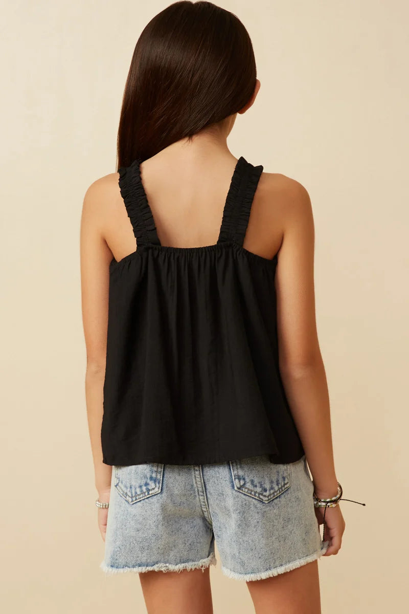 Girls Girls Button Detail Ruffle Strap Tank