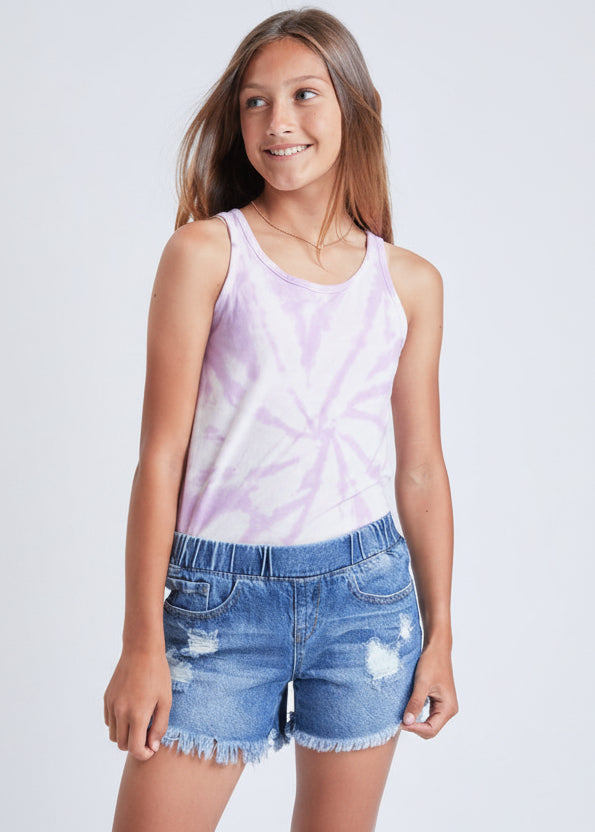 Girls Denim Fray Hem Shorts