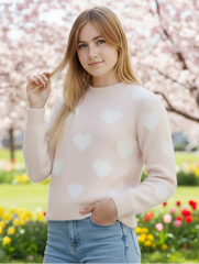 Girls Heart Pattern Sweater