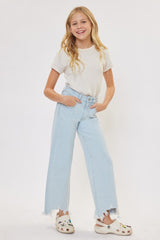 Girls High Rise Wide Leg Distressed Jeans