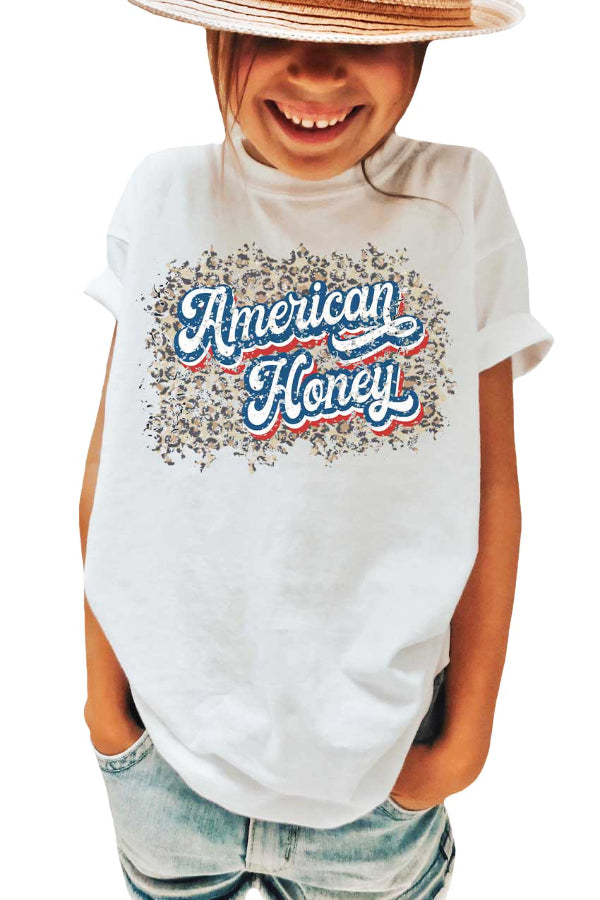 Girls Retro American Honey Leopard Graphic Tee