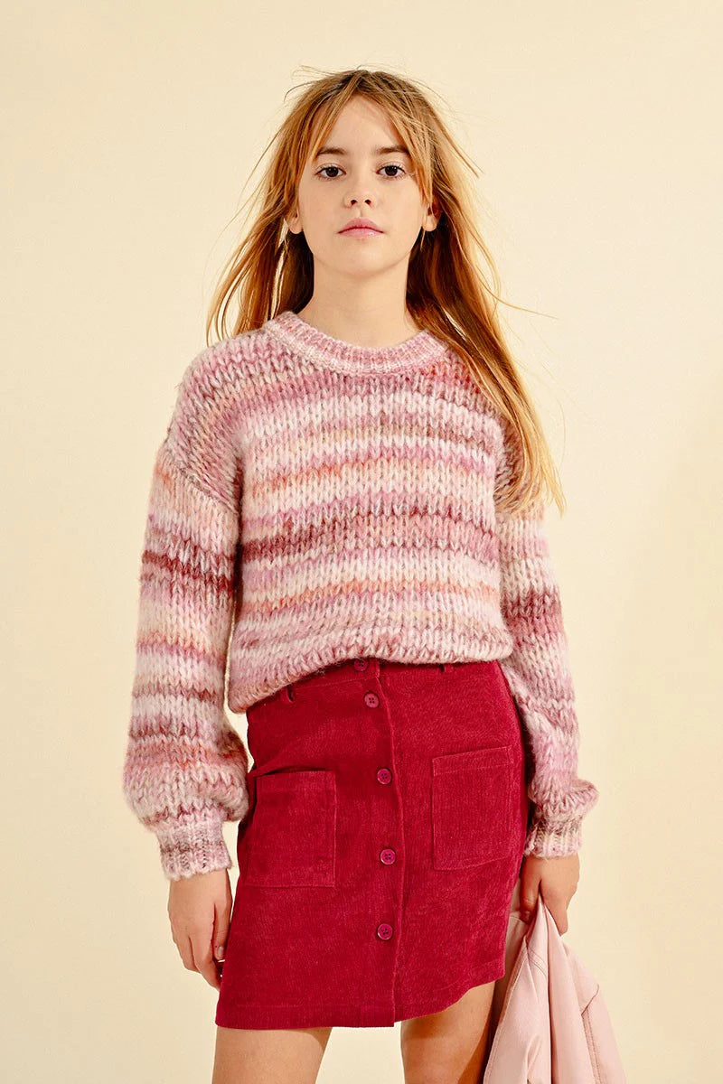 Girls Round-Neck Heather Sweater