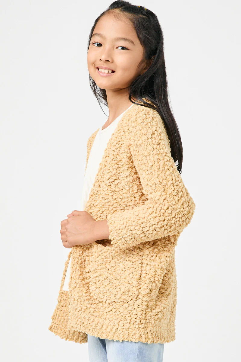 Girls Textured Sweater Cardigan