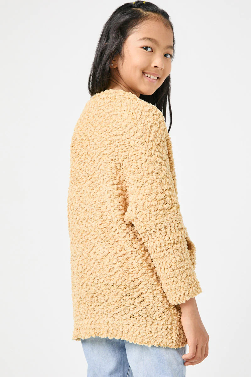 Girls Textured Sweater Cardigan