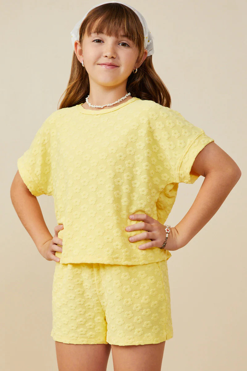 Girls Textured Floral Knit Set