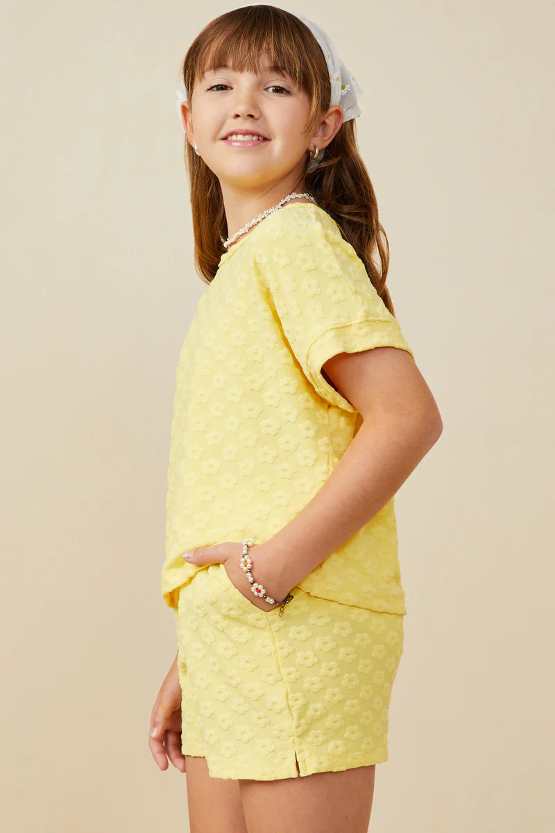 Girls Textured Floral Knit Set