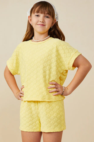 Girls Textured Floral Knit Set