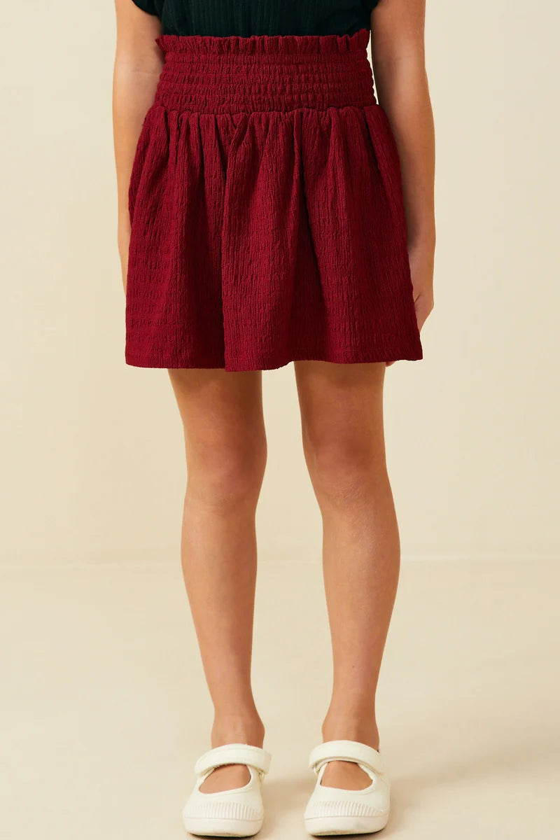 Girls Garnet Smocked Waist Skirt