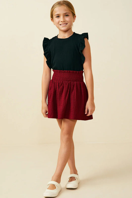 Girls Garnet Smocked Waist Skirt