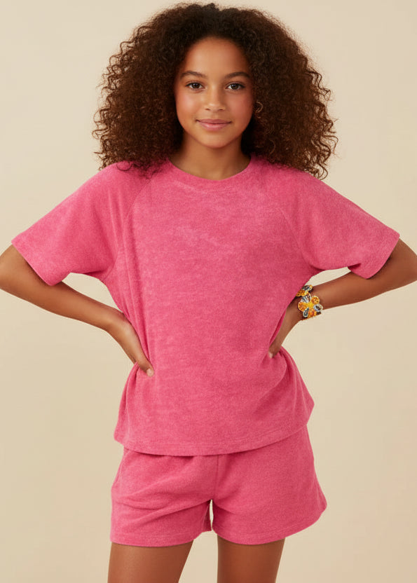 Girls Textured Velvet Look Terry Set