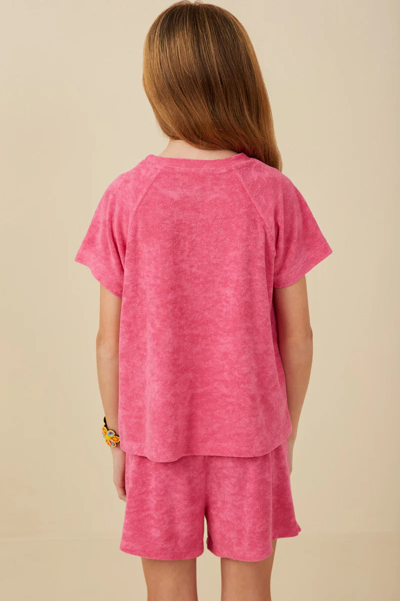 Girls Textured Velvet Look Terry Set