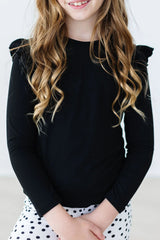 Girls Vintage Black Ruffle Tee