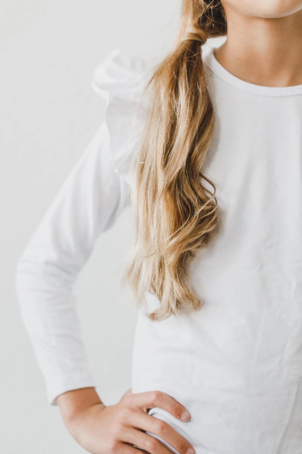 Girls Vintage White Ruffle Tee