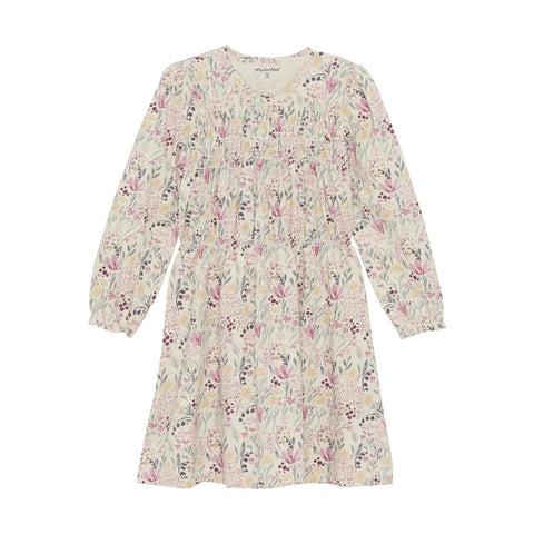 Girls Corduroy LS Floral Dress