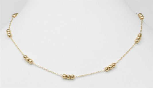 Gold Beaded and Gold Chain Necklace