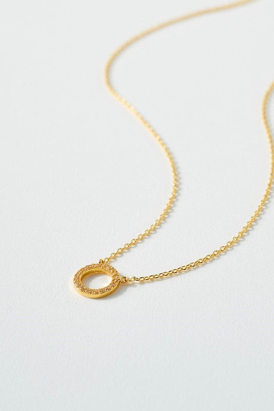 Gold Chain with Crystal Circle Accent Necklace