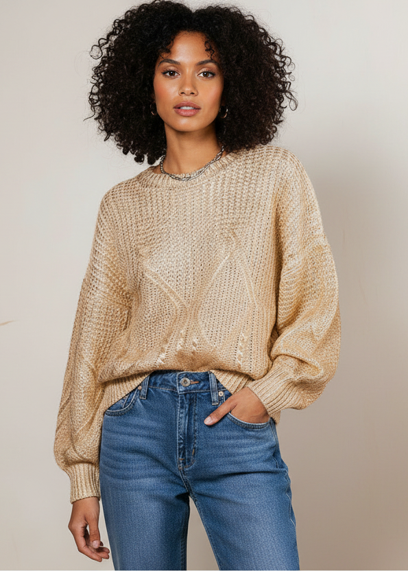 Gold Foil Metallic Sweater
