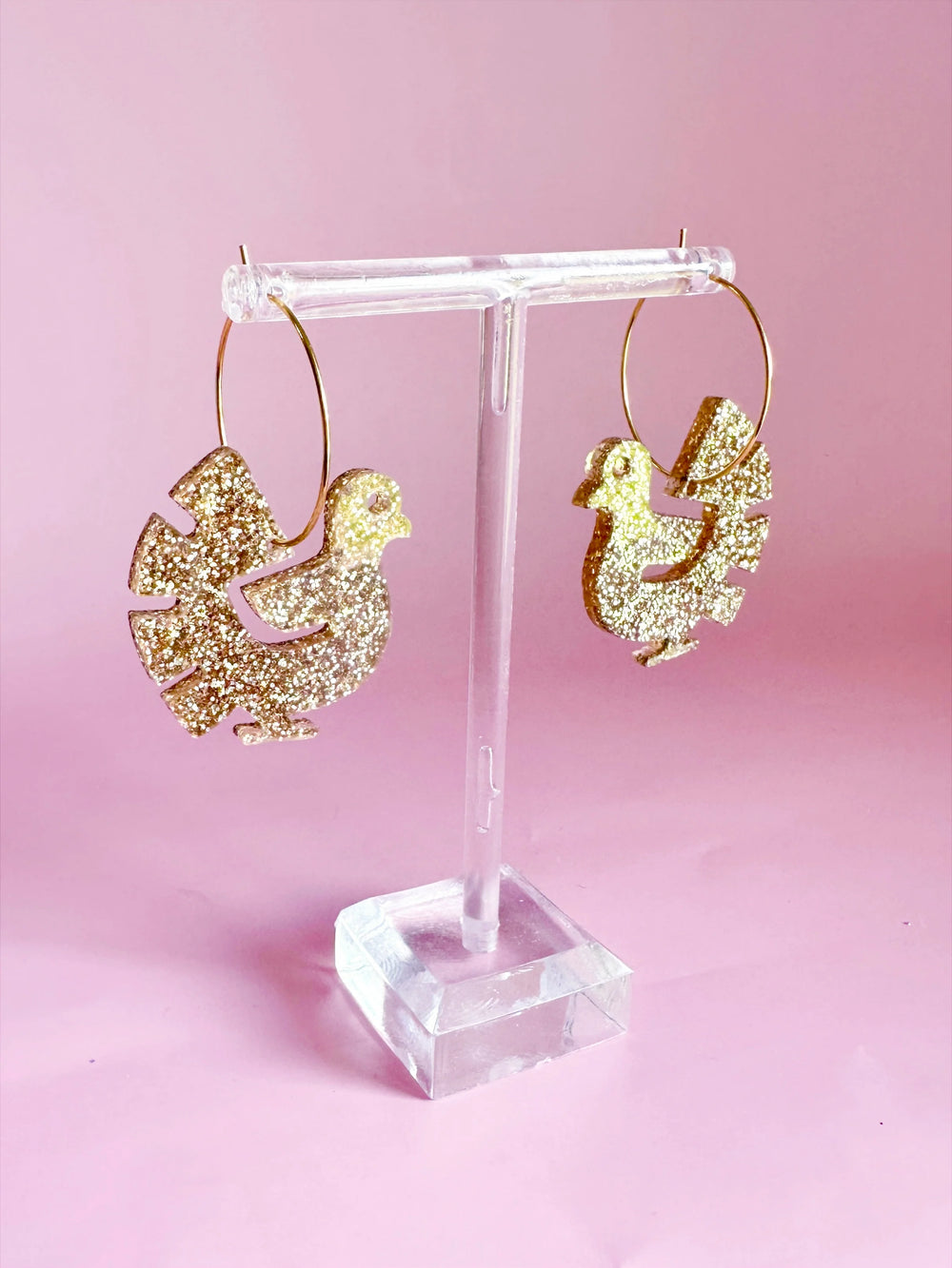 Gold Glitter Turkey on a Hoop