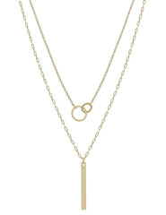 Gold Open Link Circle with Bar Necklace