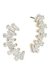 Gold Rhinestone Moon Shaped Earring