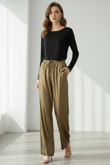Metallic Wide-leg Pants