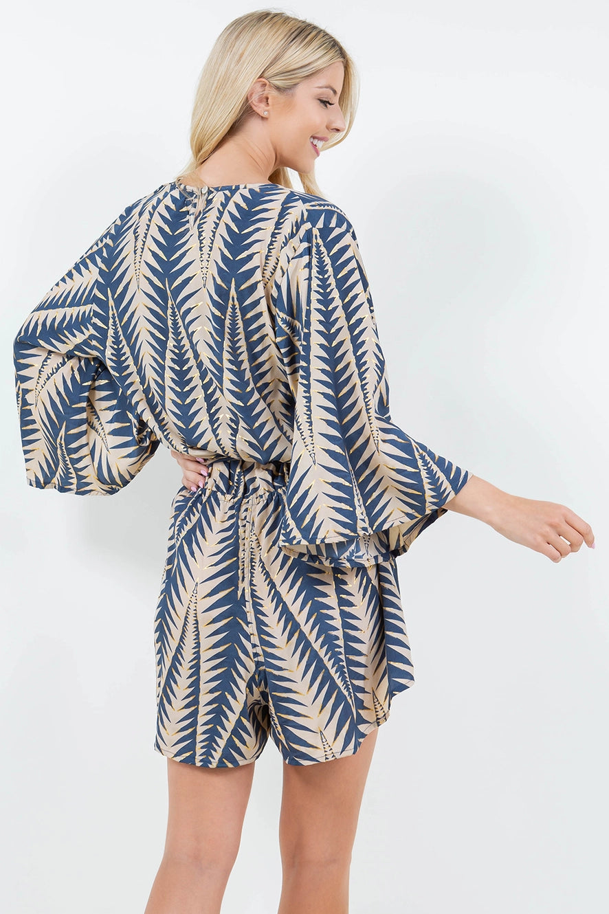 Green & Metallic Gold Fern Romper