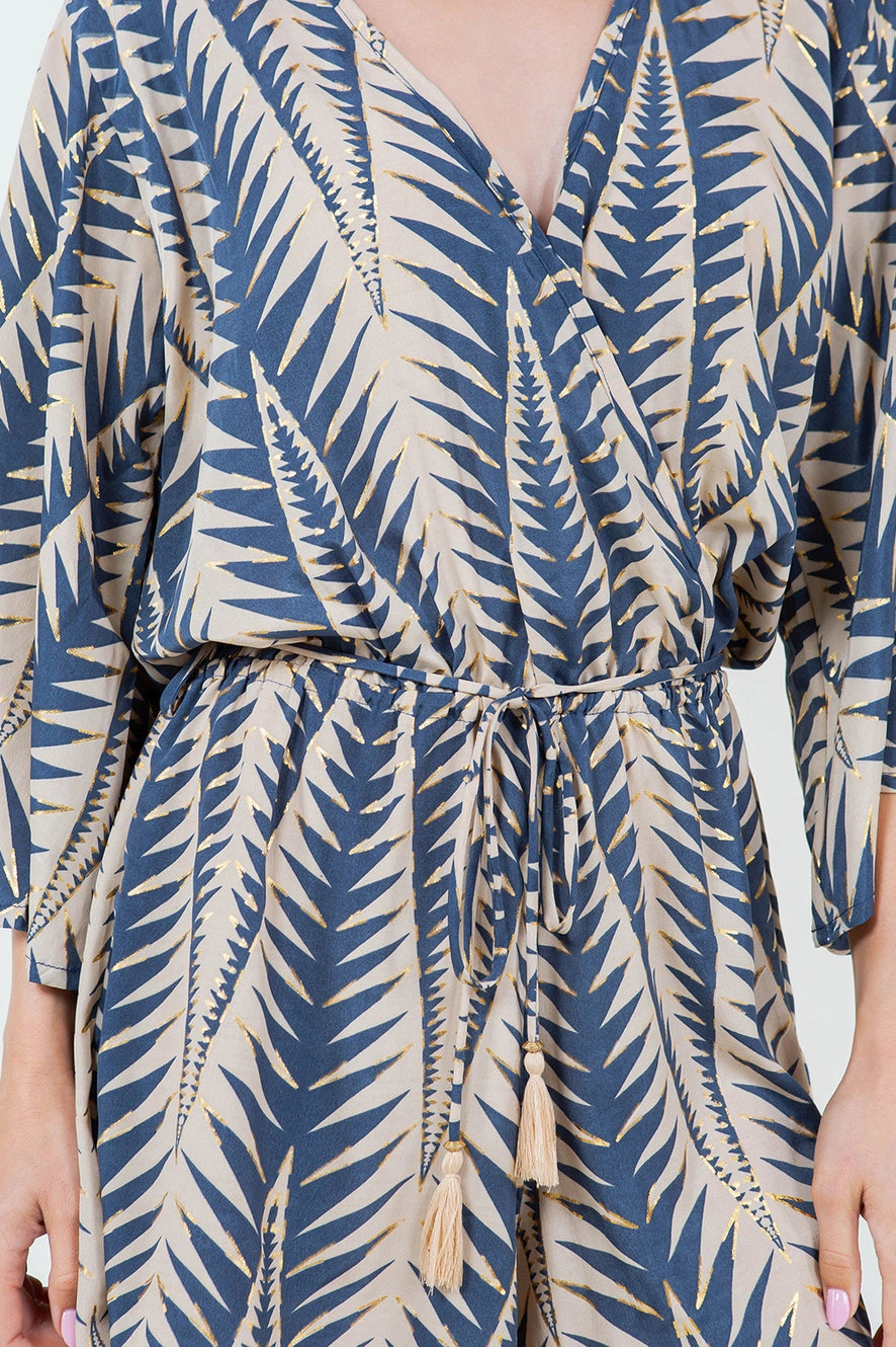 Green & Metallic Gold Fern Romper