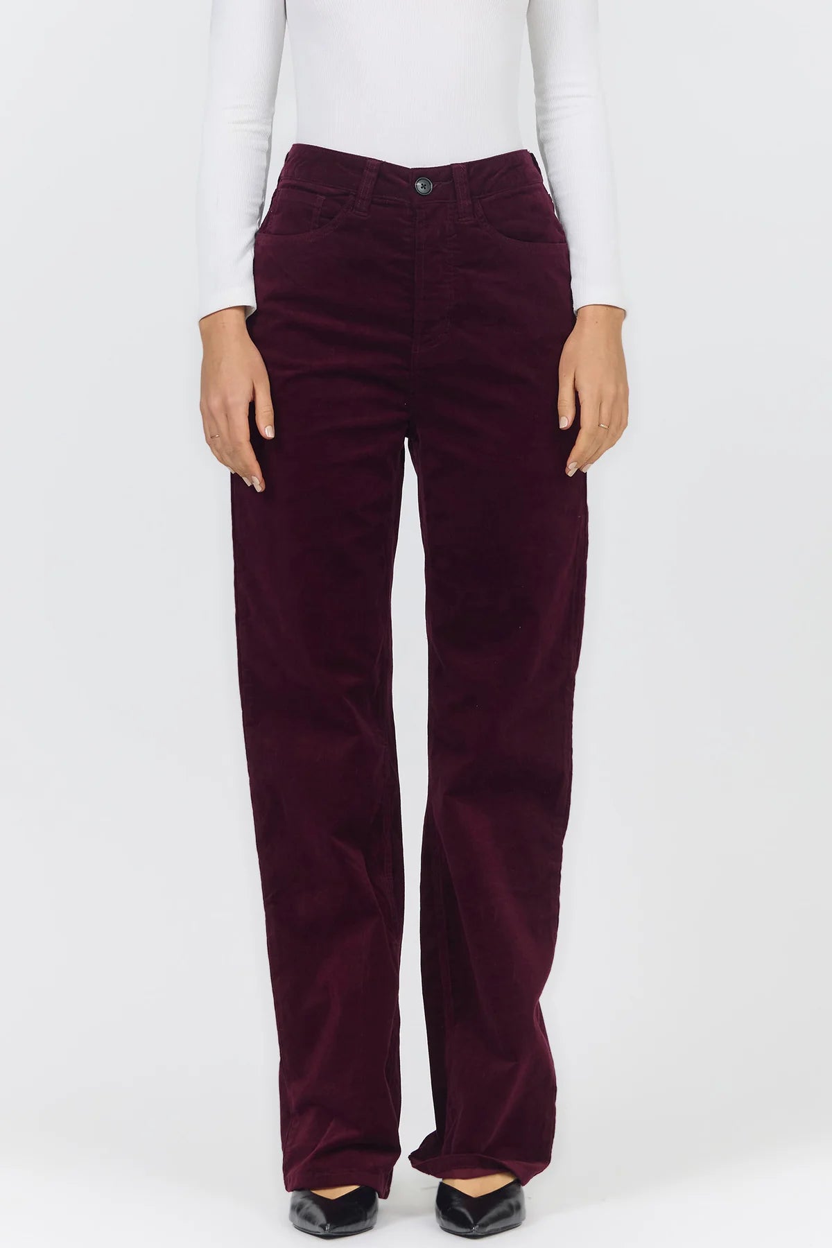 Holly High Rise Straight Leg Velevet Pants