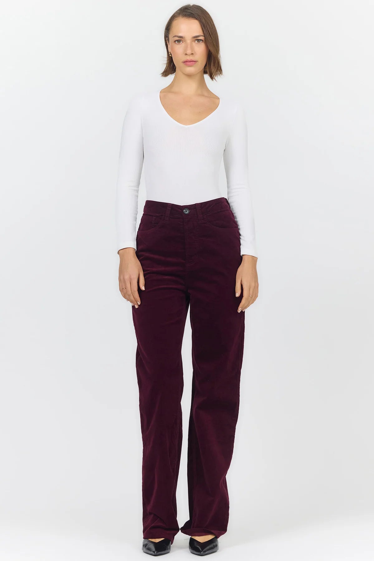 Holly High Rise Straight Leg Velevet Pants
