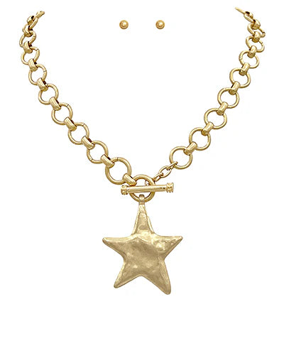 Hammered Star Necklace Set