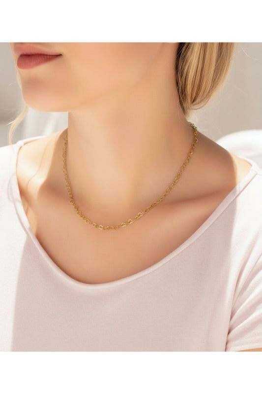 18K Gold Dipped Linked Heart Chain Necklace