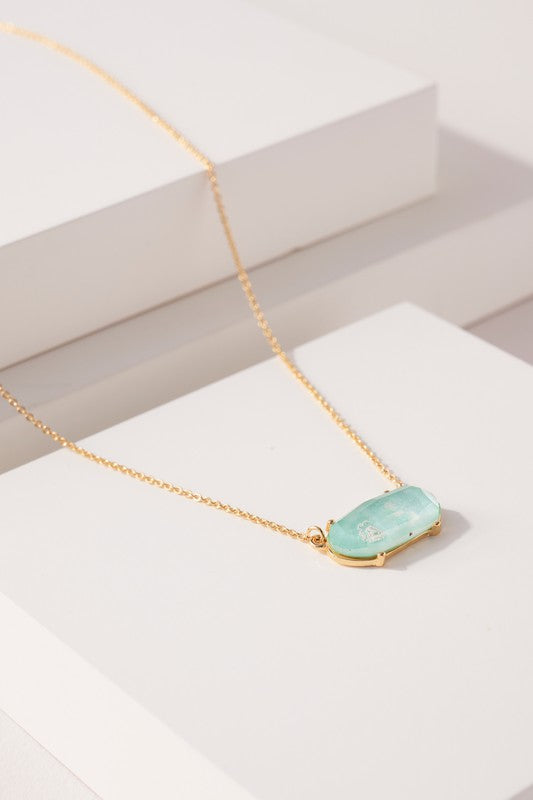 Hexagon Epoxy Charm Necklace