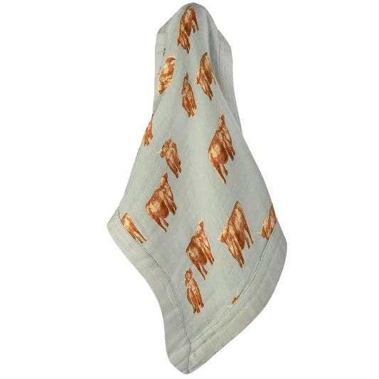 Highland Cow Mini Lovey Two-Layer Muslin Security Blanket