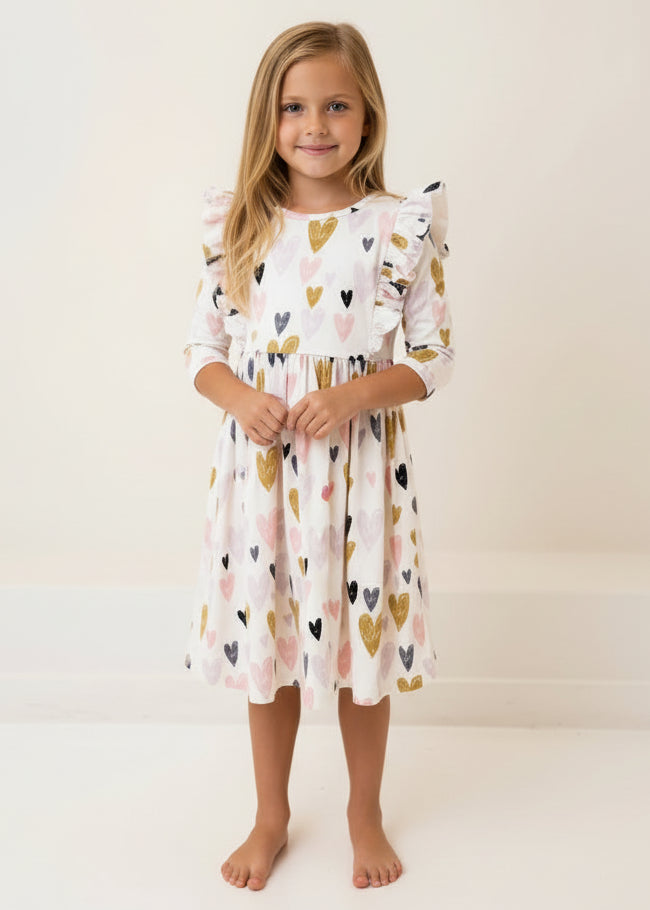 Girls I Heart You Ruffle Twirl Dress