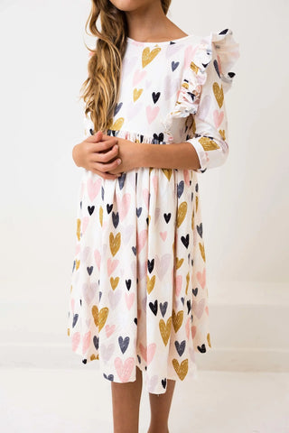 Girls I Heart You Ruffle Twirl Dress