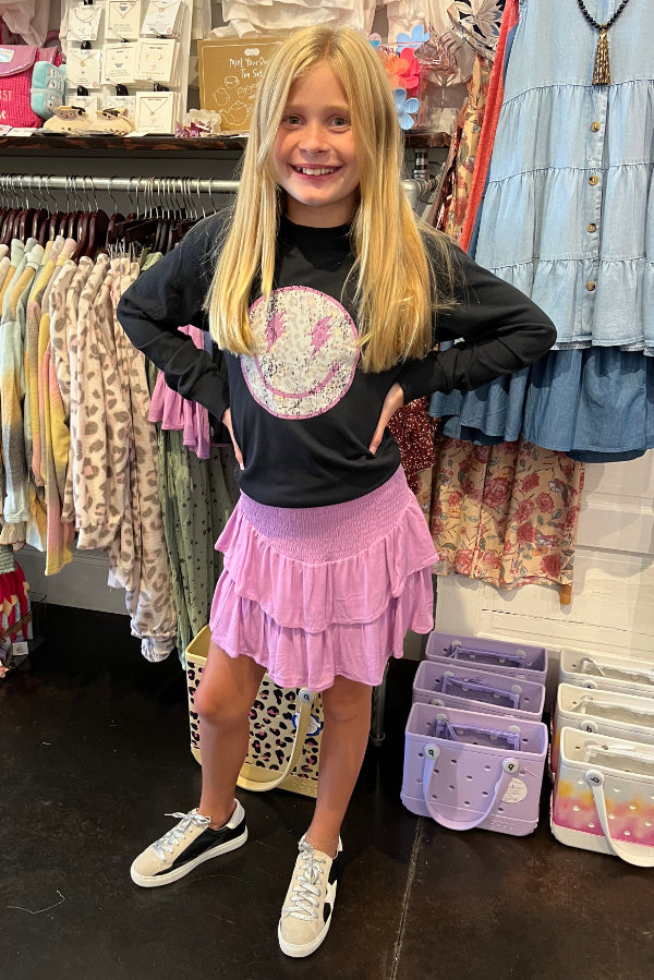 Girls Smiley Leopard Long Sleeve Tee