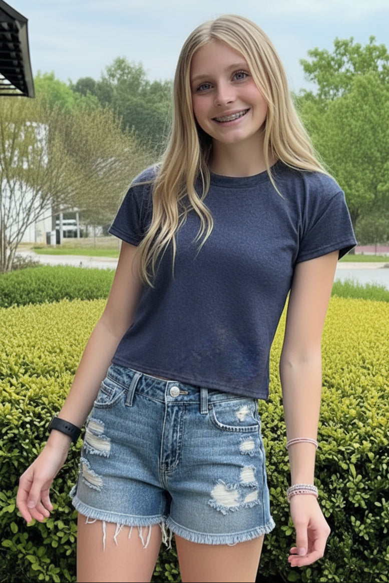 Tween Lux Solid Cropped Tees