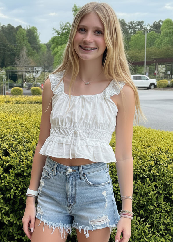 Girls Rouched Crop Top
