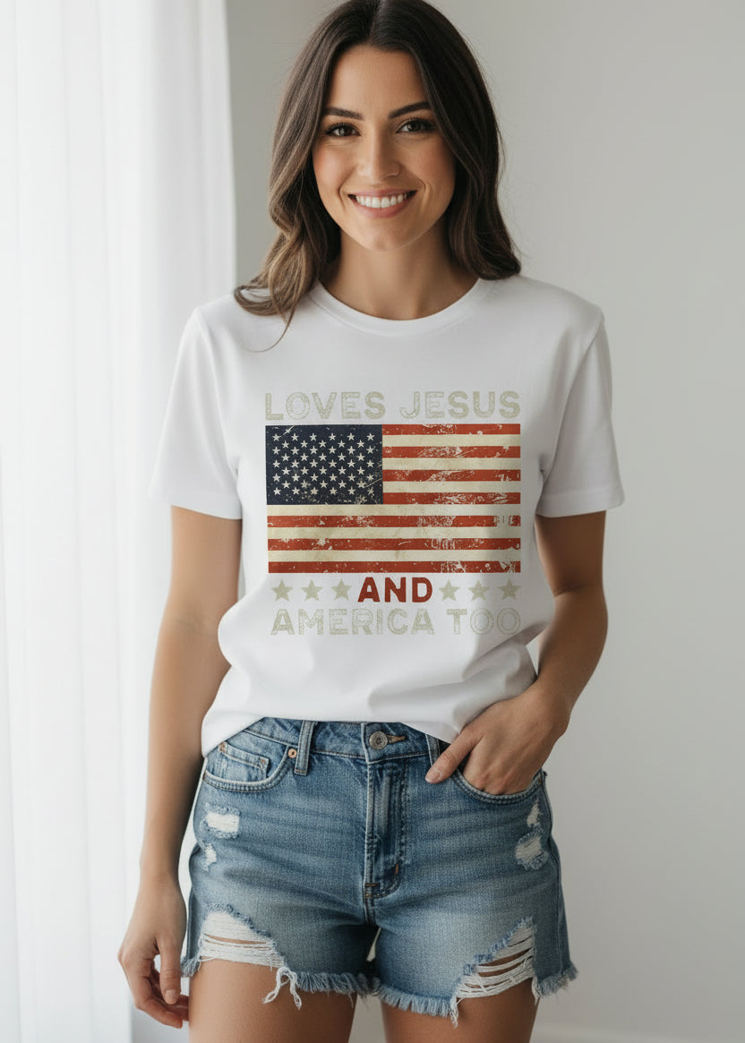 Retro USA flag Graphic Tee