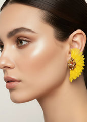 Jeweled Feather Earrings