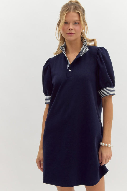 Jianna Contrasting Ruffle Neck Dress