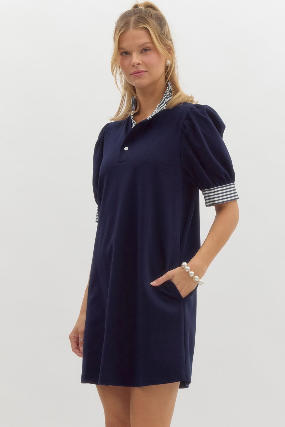 Jianna Contrasting Ruffle Neck Dress