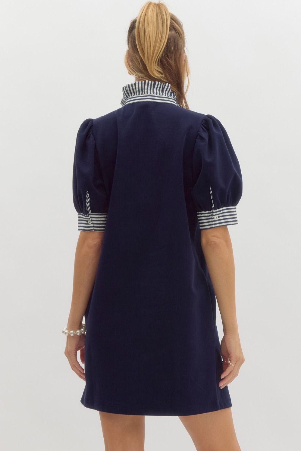 Jianna Contrasting Ruffle Neck Dress