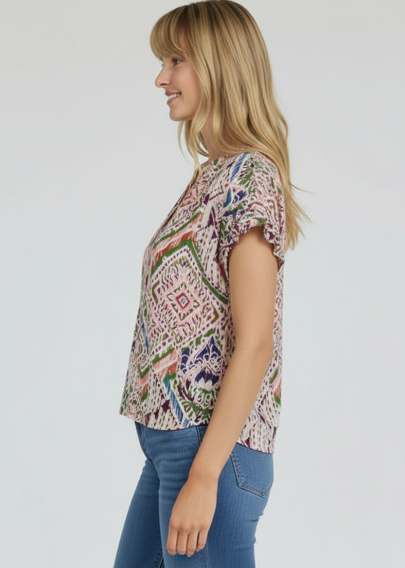 Julia Tropical Ikat Top