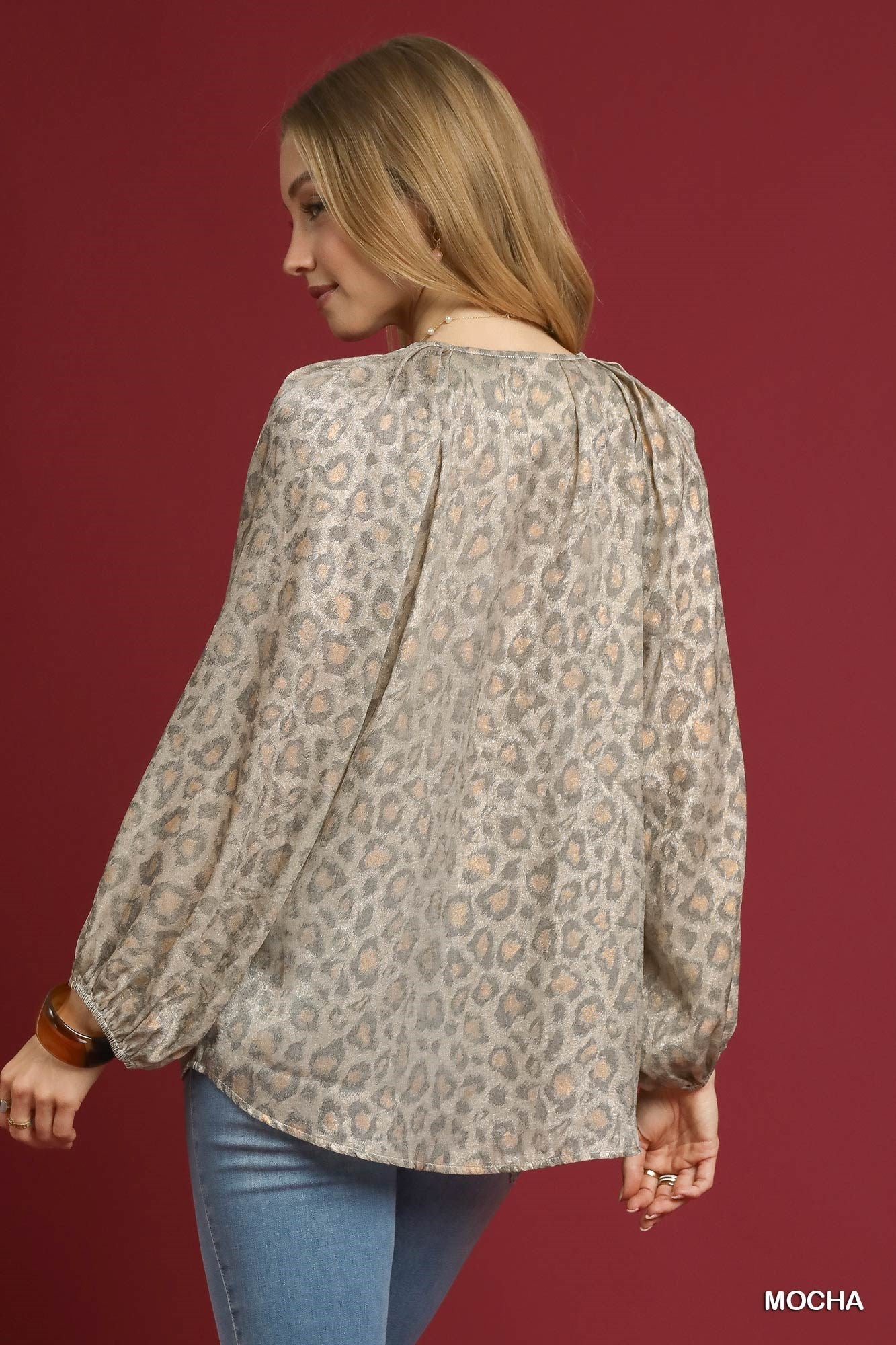 Metallic Leopard V Neck Top