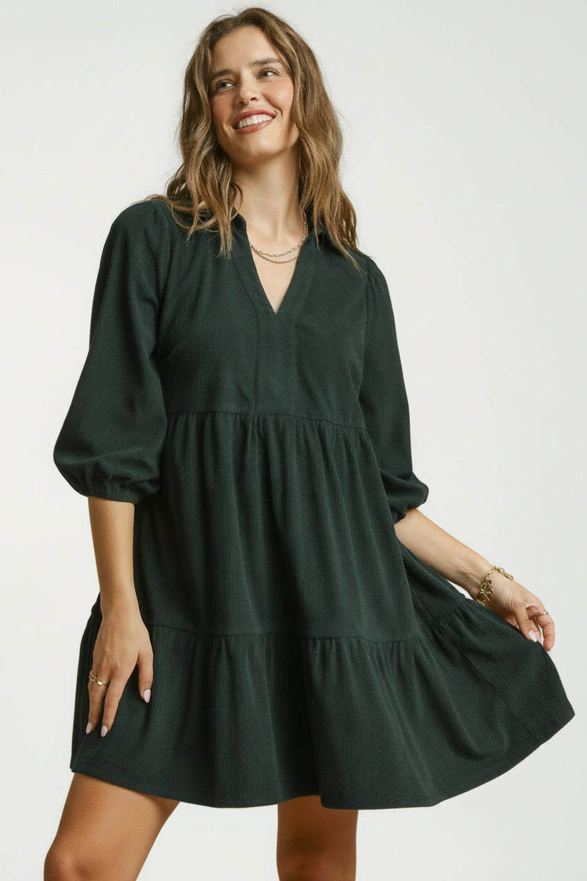Tiered Corduroy Dress Large