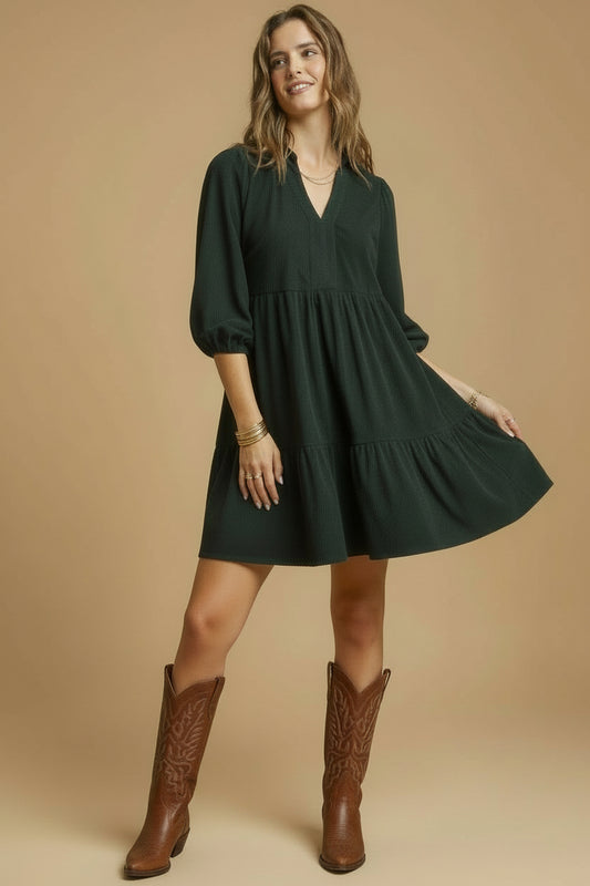 Tiered Corduroy Dress